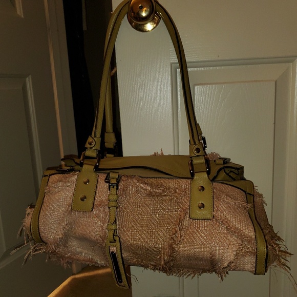 100% Authentic Burberry Satchel Rare Green Leather / Staw - Picture 6 of 8